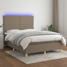 vidaXL Tópszínű szövet rugós és LED-es ágy matraccal 140x200 cm ágy és ágykellék