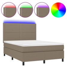 vidaXL tópszínű szövet rugós és LED-es ágy matraccal 140x200 cm (3134801) ágy és ágykellék