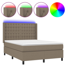 vidaXL tópszínű szövet rugós és LED-es ágy matraccal 140x200 cm (3138641) ágy és ágykellék