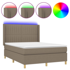 vidaXL tópszínű szövet rugós és LED-es ágy matraccal 140x200 cm (3139041) ágy és ágykellék