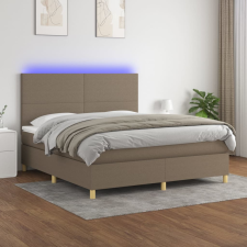 vidaXL tópszínű szövet rugós és LED-es ágy matraccal 160x200 cm ágy és ágykellék
