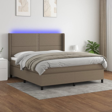 vidaXL Tópszínű szövet rugós és LED-es ágy matraccal 180 x 200 cm ágy és ágykellék