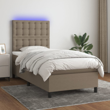 vidaXL Tópszínű szövet rugós és LED-es ágy matraccal 90x190 cm ágy és ágykellék