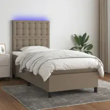 vidaXL tópszínű szövet rugós és LED-es ágy matraccal 90x200 cm ágy és ágykellék