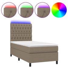 vidaXL tópszínű szövet rugós és LED-es ágy matraccal 90x200 cm (3135089) ágy és ágykellék