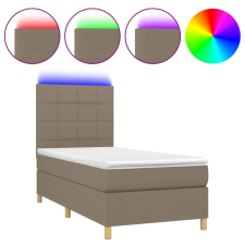 vidaXL tópszínű szövet rugós és LED-es ágy matraccal 90x200 cm (3135409) ágy és ágykellék