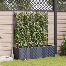 vidaXL Trellis-szel ellátott cserép 3 db Szürke 120x40x143 cm kerti tárolás
