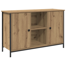 vidaXL TV Szekrény Fekete Tölgy 101x35x65 cm Műanyag Fa és Acél (862926) bútor