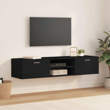 vidaXL TV szekrény fiókkal polcokkal Fekete 150 x 39 x 30 cm Faanyag bútor