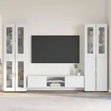 vidaXL TV szekrény garnitúra fiókkal FLORIN 3 pcs Fehér Faanyag bútor