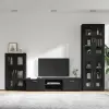 vidaXL TV szekrény garnitúra fiókkal FLORIN 3 pcs Fekete Faanyag