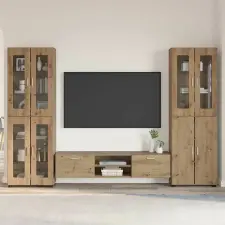 vidaXL TV szekrény garnitúra FLORIN 3 pcs Artisan tölgy Faanyag bútor