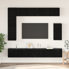 vidaXL TV szekrény garnitúra polcokkal Egyéb tárolóval 8 pcs Fekete tölgy bútor