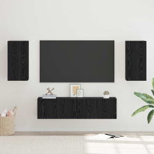 vidaXL TV szekrény garnitúra polcokkal Egyéb tárolóval ajtóval 4 pcs Fekete tölgy bútor