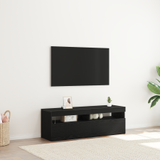vidaXL TV Szekrény LED Fekete Tölgy 120x35x40 cm Mérnöki Fa bútor