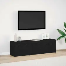 vidaXL TV szekrény leddel Fekete tölgy 140 x 34 x 40 cm Faanyag bútor