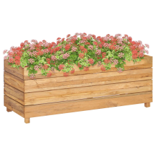 vidaXL újrahasznosított tíkfa és acél virágtartó 100 x 40 x 38 cm kerti dekoráció