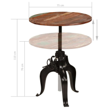vidaXL újrahasznosított tömör fa bárasztal 75 x (76-110) cm bútor