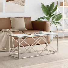 vidaXL üveg és rozsdamentes acél dohányzóasztal 110x45x45 cm bútor