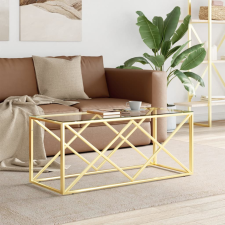 vidaXL üveg és rozsdamentes acél dohányzóasztal 110x45x45 cm bútor