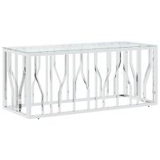 vidaXL üveg és rozsdamentes acél dohányzóasztal 110x45x45 cm (350049) bútor