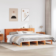 vidaXL viaszbarna tömör fa könyvespolcos ágy matrac nélkül 180 x 200cm ágy és ágykellék
