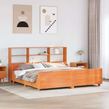 vidaXL viaszbarna tömör fa könyvespolcos ágy matrac nélkül 180 x 200cm ágy és ágykellék