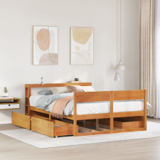 vidaXL viaszbarna tömör fenyőfa ágy matrac nélkül 120 x 200 cm ágy és ágykellék