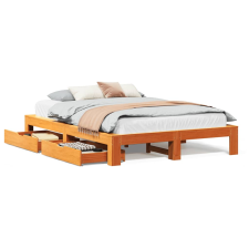 vidaXL viaszbarna tömör fenyőfa ágy matrac nélkül 150 x 200 cm (3308998) ágy és ágykellék