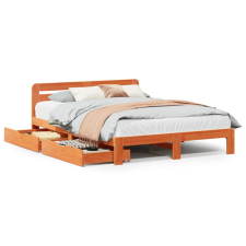 vidaXL viaszbarna tömör fenyőfa ágy matrac nélkül 150 x 200 cm (3309850) ágy és ágykellék
