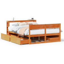 vidaXL viaszbarna tömör fenyőfa ágy matrac nélkül 160 x 200 cm (3306377) ágy és ágykellék
