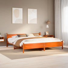 vidaXL viaszbarna tömör fenyőfa ágy matrac nélkül 200 x 200 cm ágy és ágykellék