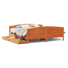 vidaXL viaszbarna tömör fenyőfa ágy matrac nélkül 200 x 200 cm (3301778) ágy és ágykellék