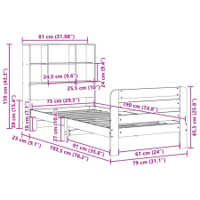 vidaXL viaszbarna tömör fenyőfa ágy matrac nélkül 75 x 190 cm ágy és ágykellék