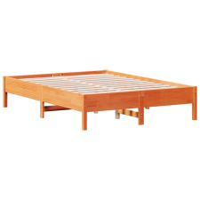 vidaXL viaszbarna tömör fenyőfa ágykeret 135 x 190 cm (842721) ágy és ágykellék