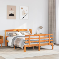 vidaXL viaszbarna tömör fenyőfa ágykeret fejtámlával 120 x 190 cm ágy és ágykellék
