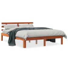 vidaXL viaszbarna tömör fenyőfa ágykeret fejtámlával 120 x 200 cm ágy és ágykellék
