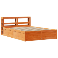 vidaXL viaszbarna tömör fenyőfa ágykeret fejtámlával 120 x 200 cm (3306347) ágy és ágykellék
