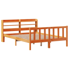 vidaXL viaszbarna tömör fenyőfa ágykeret fejtámlával 120 x 200 cm (3306597) ágy és ágykellék