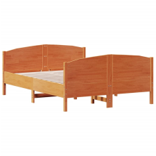 vidaXL viaszbarna tömör fenyőfa ágykeret fejtámlával 135 x 190 cm (3216184) ágy és ágykellék