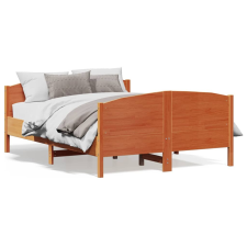 vidaXL viaszbarna tömör fenyőfa ágykeret fejtámlával 140 x 190 cm ágy és ágykellék