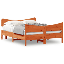 vidaXL viaszbarna tömör fenyőfa ágykeret fejtámlával 140 x 190 cm ágy és ágykellék