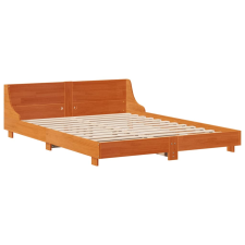 vidaXL viaszbarna tömör fenyőfa ágykeret fejtámlával 140 x 190 cm (850742) ágy és ágykellék