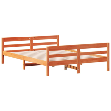 vidaXL viaszbarna tömör fenyőfa ágykeret fejtámlával 140 x 200 cm (842789) ágy és ágykellék