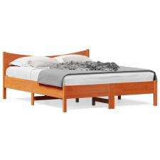 vidaXL Viaszbarna tömör fenyőfa ágykeret fejtámlával 150x200 cm ágy és ágykellék