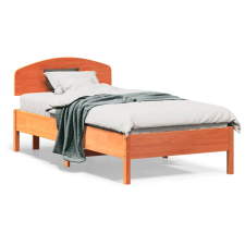 vidaXL viaszbarna tömör fenyőfa ágykeret fejtámlával 75 x 190 cm ágy és ágykellék