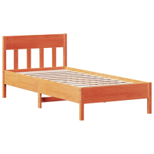vidaXL viaszbarna tömör fenyőfa ágykeret fejtámlával 75 x 190 cm (842681) ágy és ágykellék
