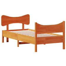 vidaXL viaszbarna tömör fenyőfa ágykeret fejtámlával 90 x 190 cm (3216404) ágy és ágykellék