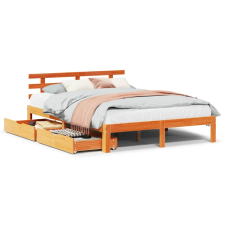 vidaXL viaszbarna tömör fenyőfa ágykeret fiókokkal 140 x 190 cm (3302024) ágy és ágykellék