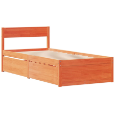 vidaXL viaszbarna tömör fenyőfa ágykeret fiókokkal 90 x 190 cm ágy és ágykellék